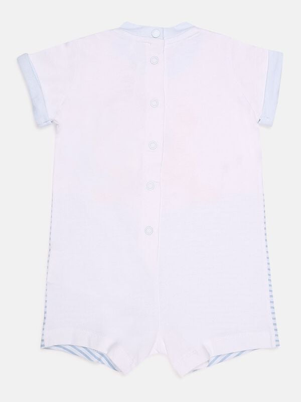 Printed Organic Cotton Romper -Blue image number 1